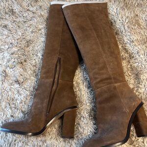 Gianni Bini over the knee brown suede boots size 9.5